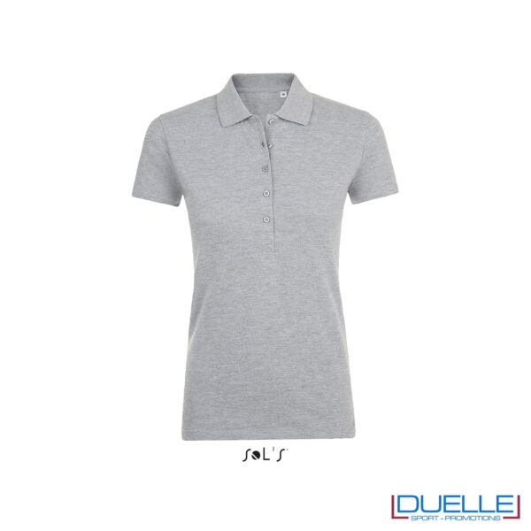 polo da donna grigia in cotone e elastan
