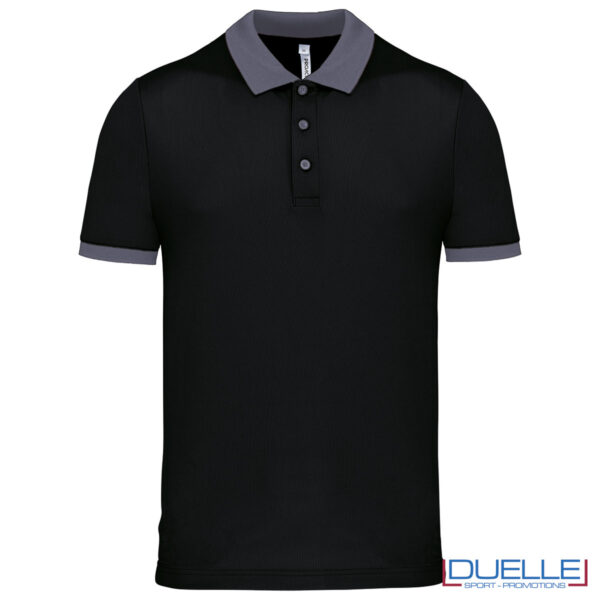 polo nera maschile dettaglio grigio cool plus
