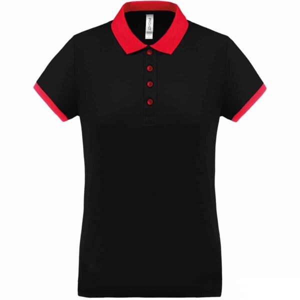 polo nera da donna cool plus con dettaglio rosso