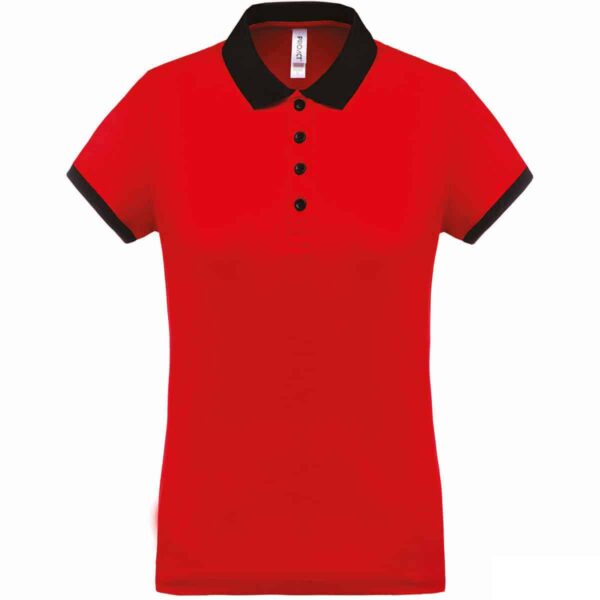 polo da donna rossa e nera tecnica
