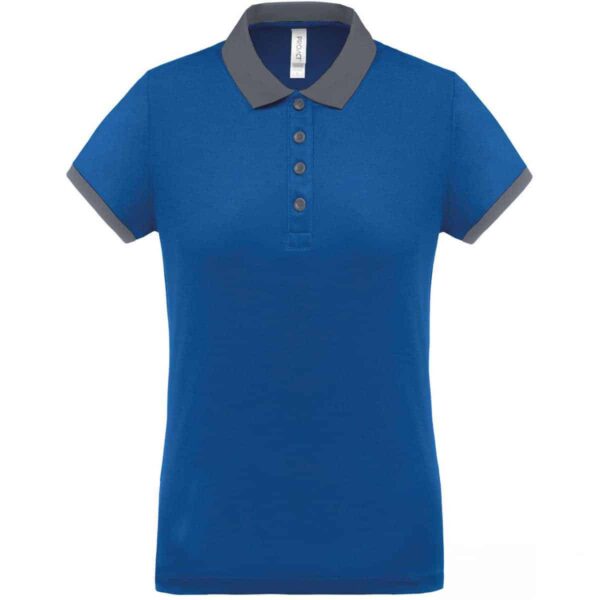 polo blu royal colletto grigio da donna