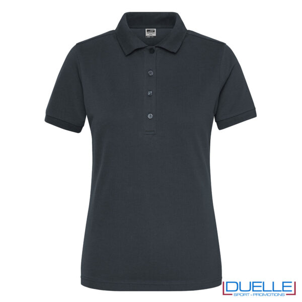 polo da lavoro donna in cotone carbone