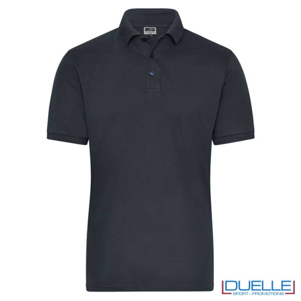 polo in cotone da lavoro color carbone elastica