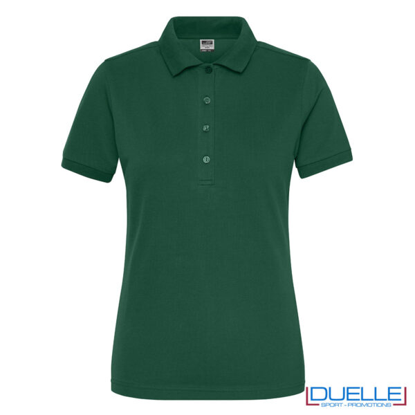 polo donna da lavoro color verde scuro in cotone