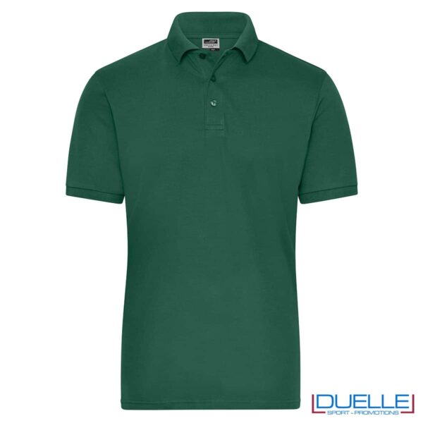 polo in cotone da lavoro color verde scuro