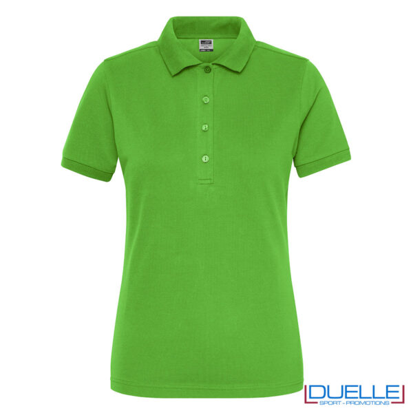polo da lavoro colore lime in cotone da donna