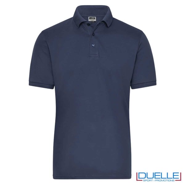 polo da lavoro blu navy in cotone