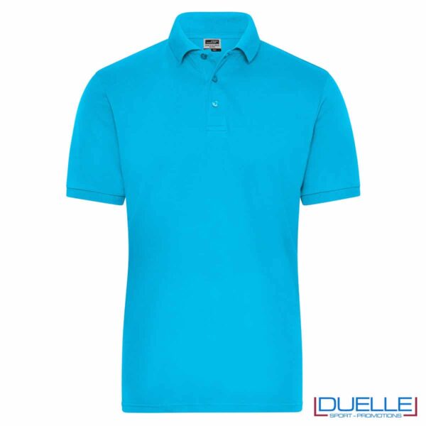 polo uomo da lavoro turchese in cotone