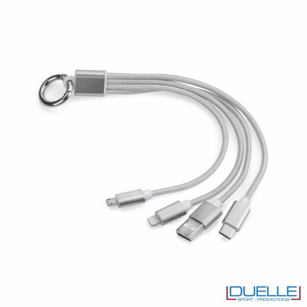 cavo 3 in 1 USB con anello argento