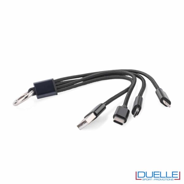 Cavo nero 3 connettori USB con anello