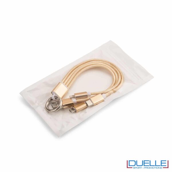 cavo 3 in 1 USB color oro confezionato singolarmente