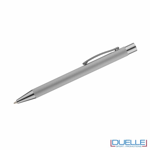 Penna grigia soft touch promozionale