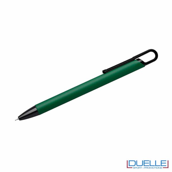 penna verde semi-gel con soft touch e logo