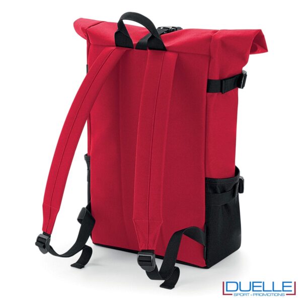 retro zaino porta pc con chiusura arrotolata colore rosso