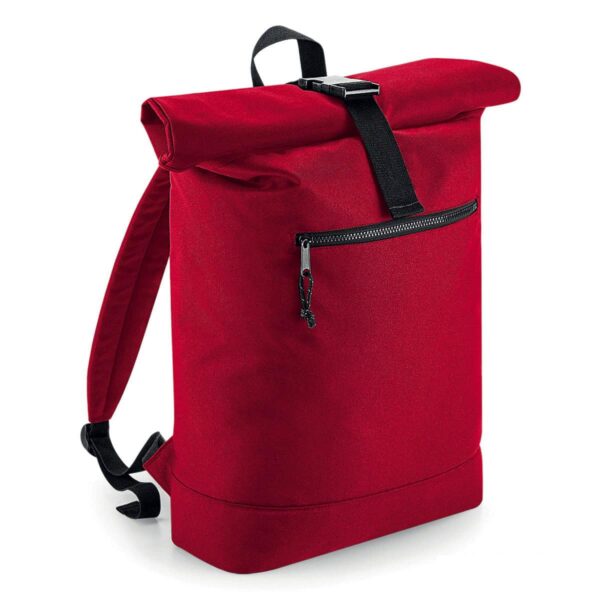 zaino rosso ecologico con apertura arrotolata