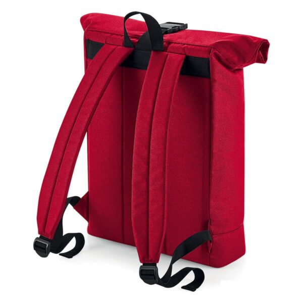 retro zaino rosso porta pc ecologico con apertura arrotolata