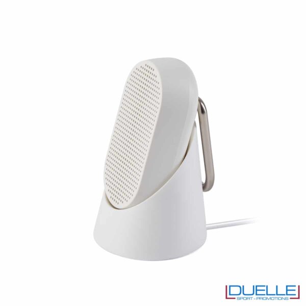 speaker bianco con moschettone promozionale