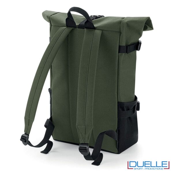 retro zaino porta pc con chiusura arrotolata verde