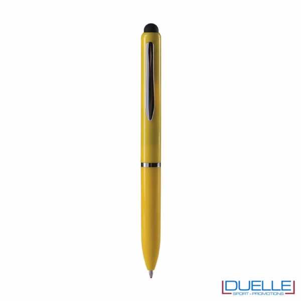 penna a sfera gialla con touch screen promozionale