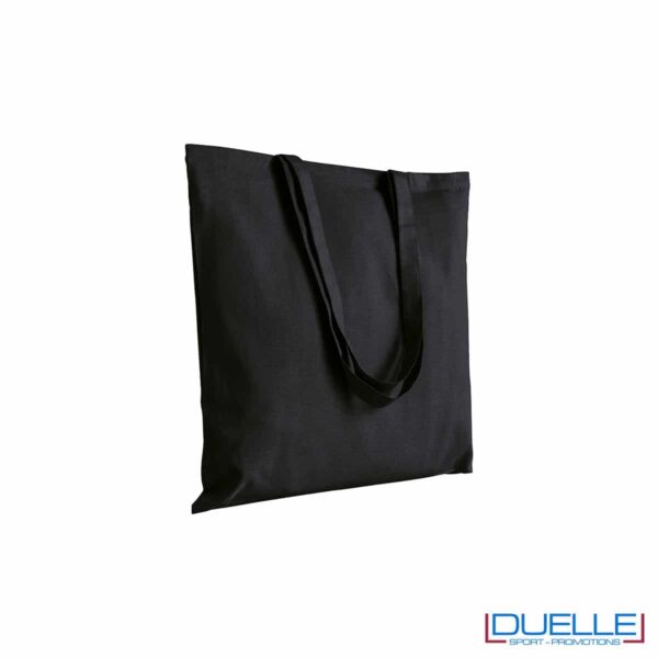shopper in cotone canvas con stampa in colore nero