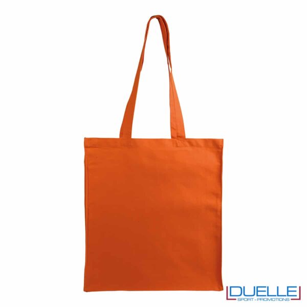 shopper arancione con soffietto in cotone 220g/m²