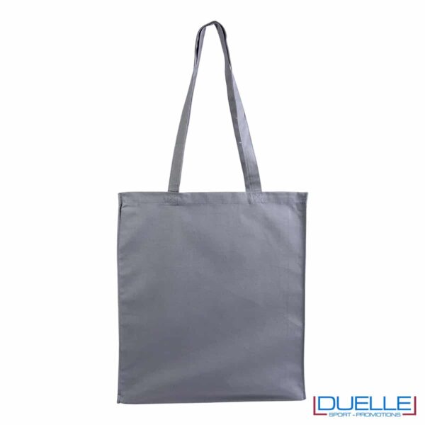 shopper grigia con soffietto in cotone 220 g/m²