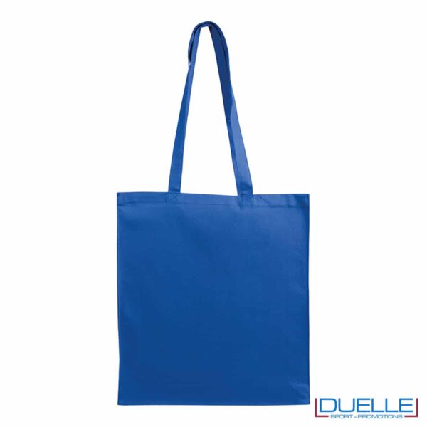 shopper blu royal con soffietto in cotone 220g/m²