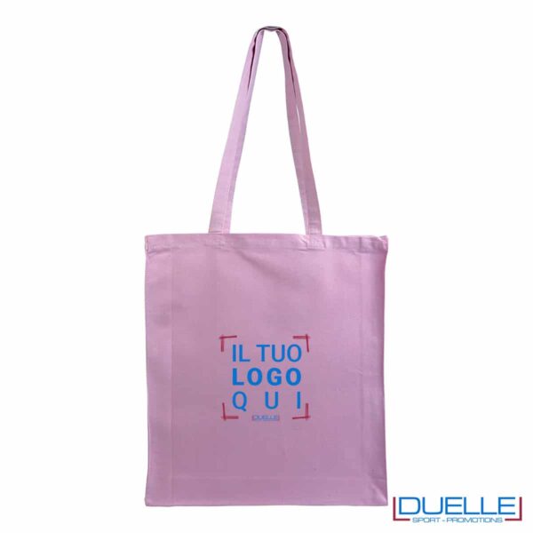 shopper rosa con soffietto 220g/m² personalizzata