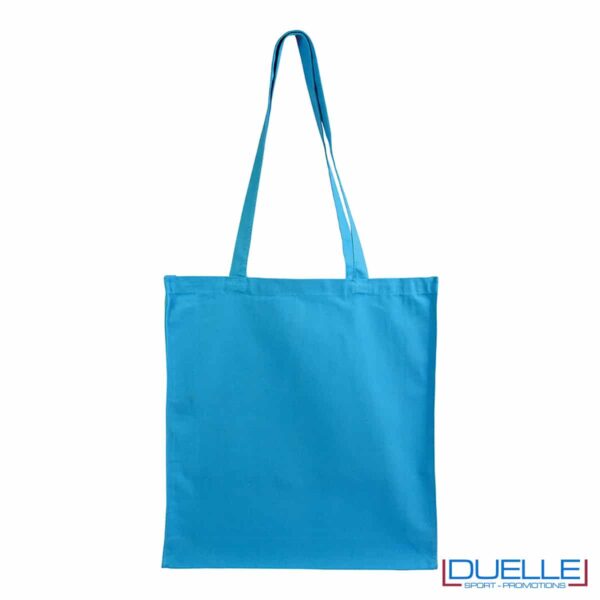 shopper in colore azzurro con soffietto 220g/m²