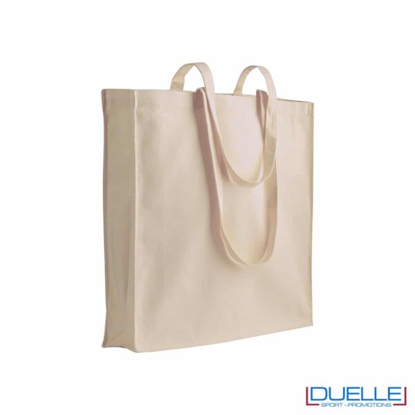 shopper naturale con soffietto in cotone 220g/m²