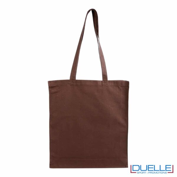 shopper in cotone 220g/m² marrone con soffietto da personalizzare
