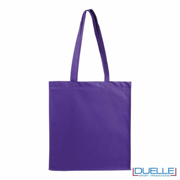 shopper viola con soffietto in cotone 220g/m²