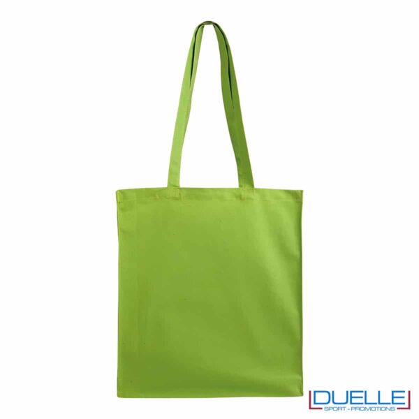 shopper verde chiaro con soffietto 220g/m²