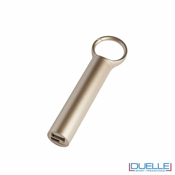 powerbank oro con moschettone