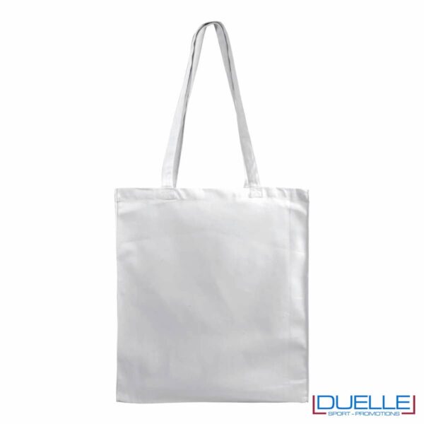shopper con soffietto in cotone 180 g/m colore bianco