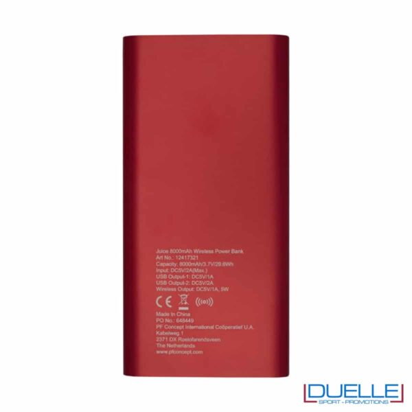 power bank rosso 8000 mAh personalizzato retro
