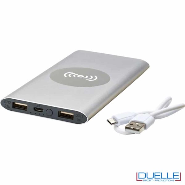 powerbank argento 8000 mAh da personalizzare con ricarica 5W