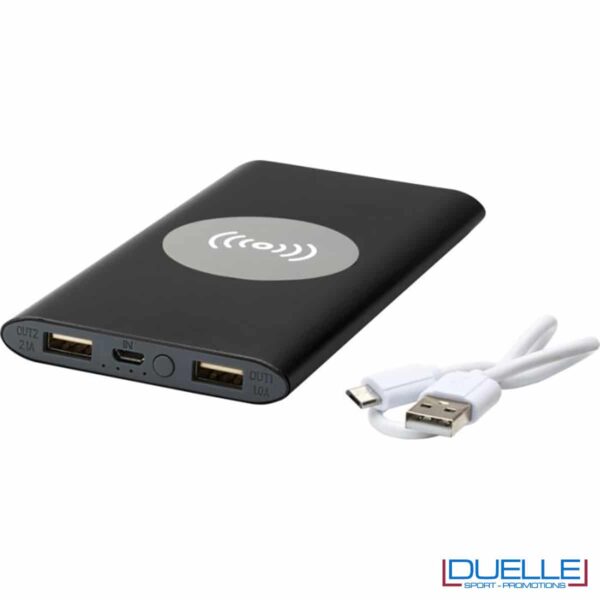 Powerbank nero da personalizzare da 8000 mAh wireless
