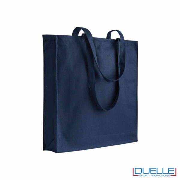 shopper blu navy con soffietto 180 g/m2