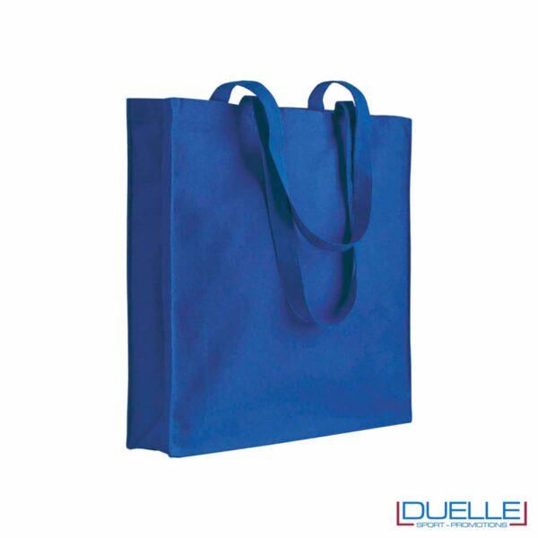 shopper blu royal con soffietto 180g/m2
