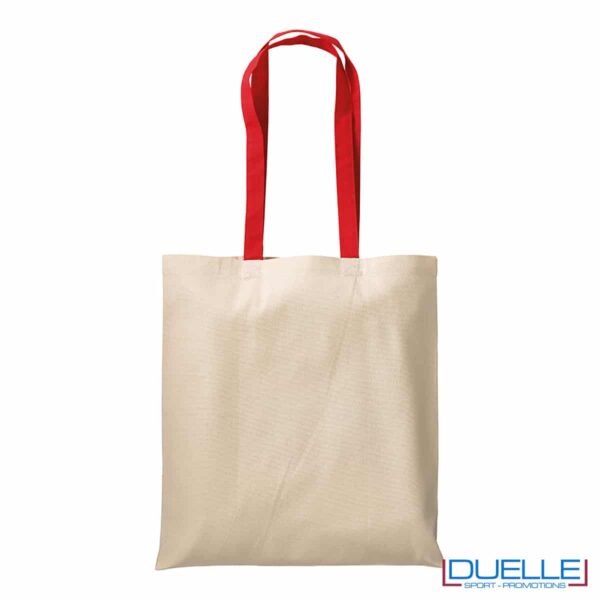 shopper con manici lunghi rossi in cotone 220 g/m