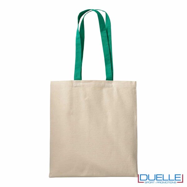 shopper con manici verde in cotone 220 g/m