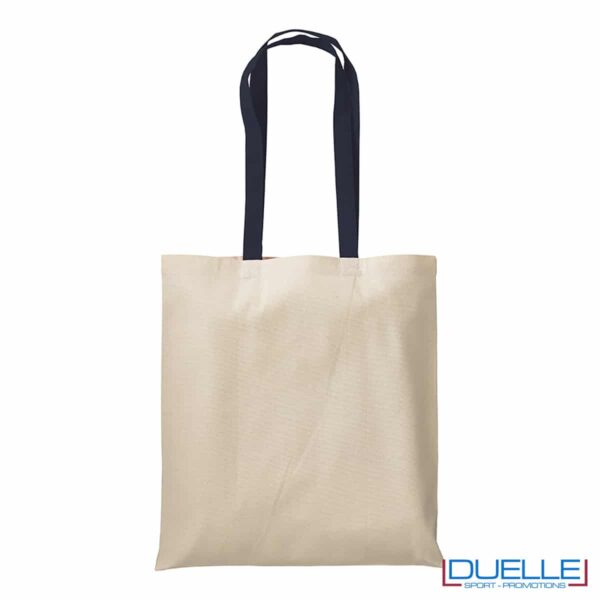 shopper con manici blu navy in cotone 220g/m