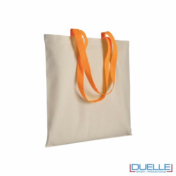 shopper manici arancioni in cotone 220g/m