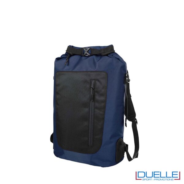 zaino blu con chiusura roll-down