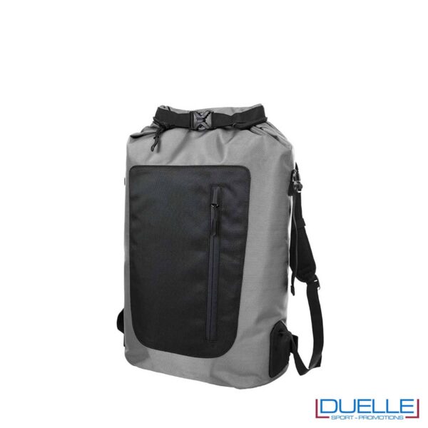 zaino con chiusura roll-down colore grigio personalizzato