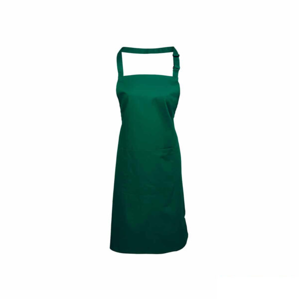 grembiule con pettorina e tasca colore verde bottiglia personalizzato