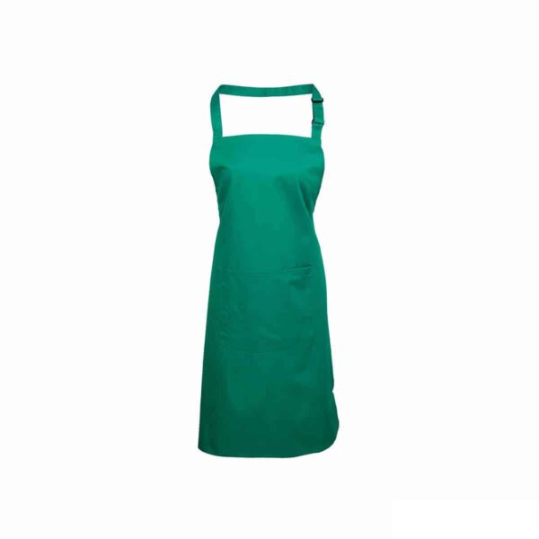 grembiule verde smeraldo con pettorina e tasca