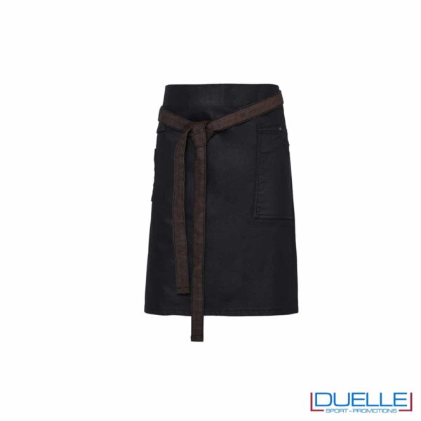 grembiule denim con laccio marrone personalizzato