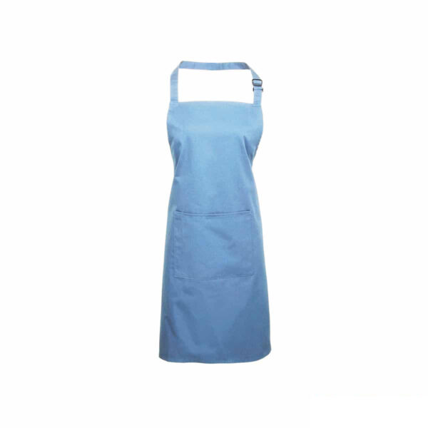 grembiule colore blu personalizzato con tasca e pettorina